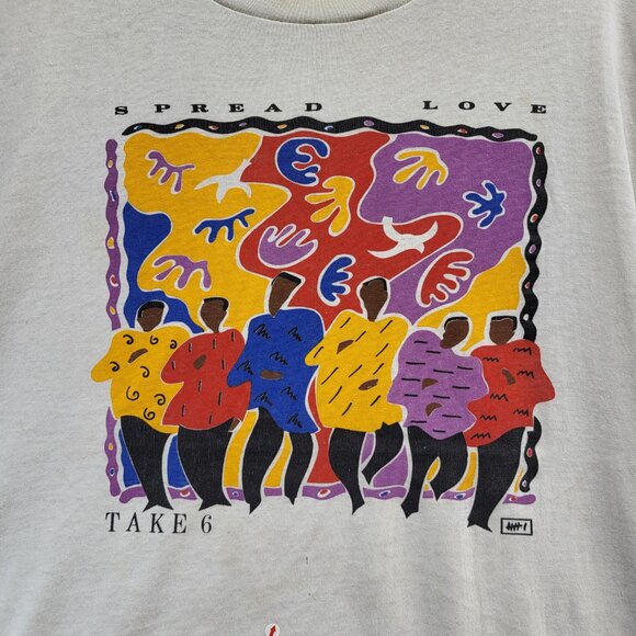 VINTAGE Take 6 Men Shirt 2XL‎ White Spread Love Cappella Gospel Tee READ - Picture 2 of 11
